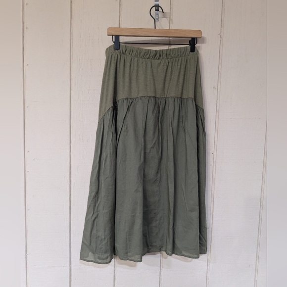 Nation LTD Helena Combo Midi Skirt Olive Green - Picture 3 of 10
